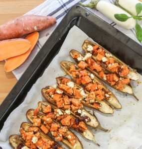 Sara´s Organic Food recipes, baked white-eggplant-boats